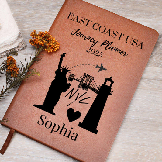 East Coast USA Trip Planner Journal Personalized Travel Notebook Custom Road Trip Log Book Gift for Travelers East Coast Vacation Journal