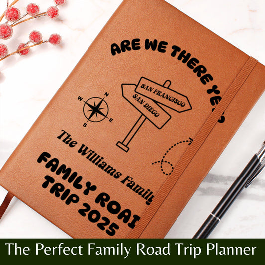 Personalized Family Name Road Trip Planner Custom Leather Journal Travel Log Vacation Keepsake Family Adventure Notebook Epic Road Trip Book