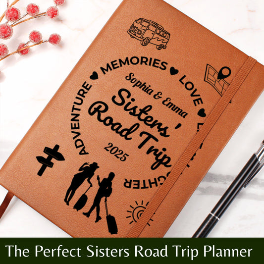 Sisters Road Trip Journal Personalized Travel Notebook for Women Custom Trip Diary Gift for Sister Adventure Log Book for Girls on the Go