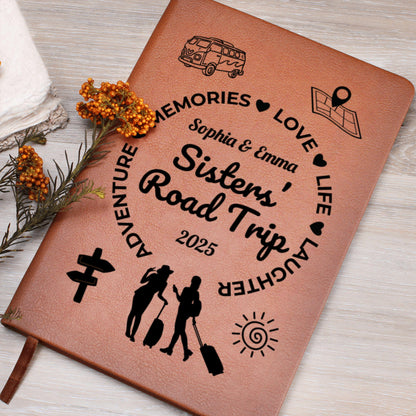 Sisters Road Trip Journal Personalized Travel Notebook for Women Custom Trip Diary Gift for Sister Adventure Log Book for Girls on the Go