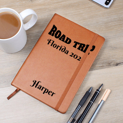 Personalized Road Trip Leather Journal Custom Travel Diary Adventure Log Book Gift for Travelers Travel Memory Notebook Solo Trip Couples