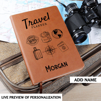 Personalized Leather Travel Planner Journal Custom Trip Notebook Travel Itinerary Organizer Travel Log Gift for Travelers Vacation Keepsake