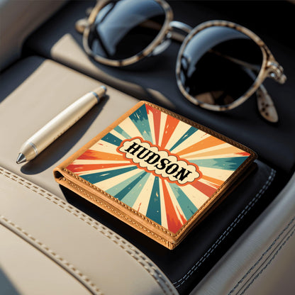 Personalized Retro Leather Bifold Wallet, Custom Name Wallet, Gift For Him, Gift For Dad, Gift For Boyfriend Father’s Day Gift Birthday Gift