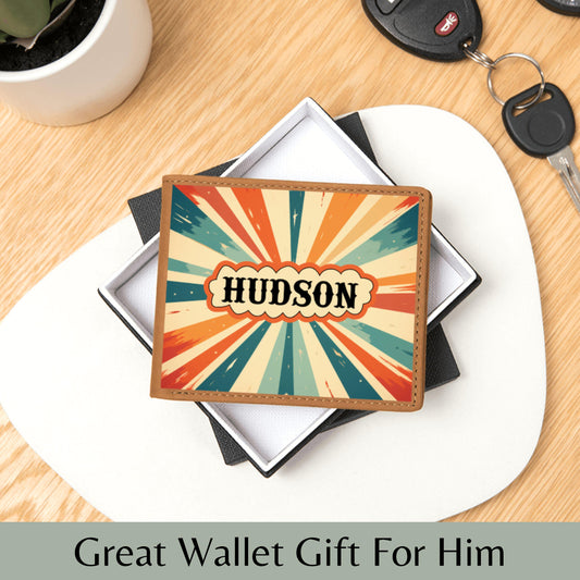 Personalized Retro Leather Bifold Wallet, Custom Name Wallet, Gift For Him, Gift For Dad, Gift For Boyfriend Father’s Day Gift Birthday Gift