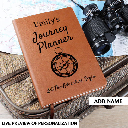 Personalized Leather Journey Planner Journal Custom Travel Notebook Life Adventure Log Book Travel Keepsake Gift for Her or Him Memory Book