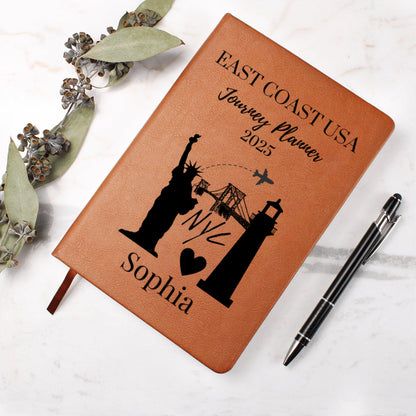 East Coast USA Trip Planner Journal Personalized Travel Notebook Custom Road Trip Log Book Gift for Travelers East Coast Vacation Journal