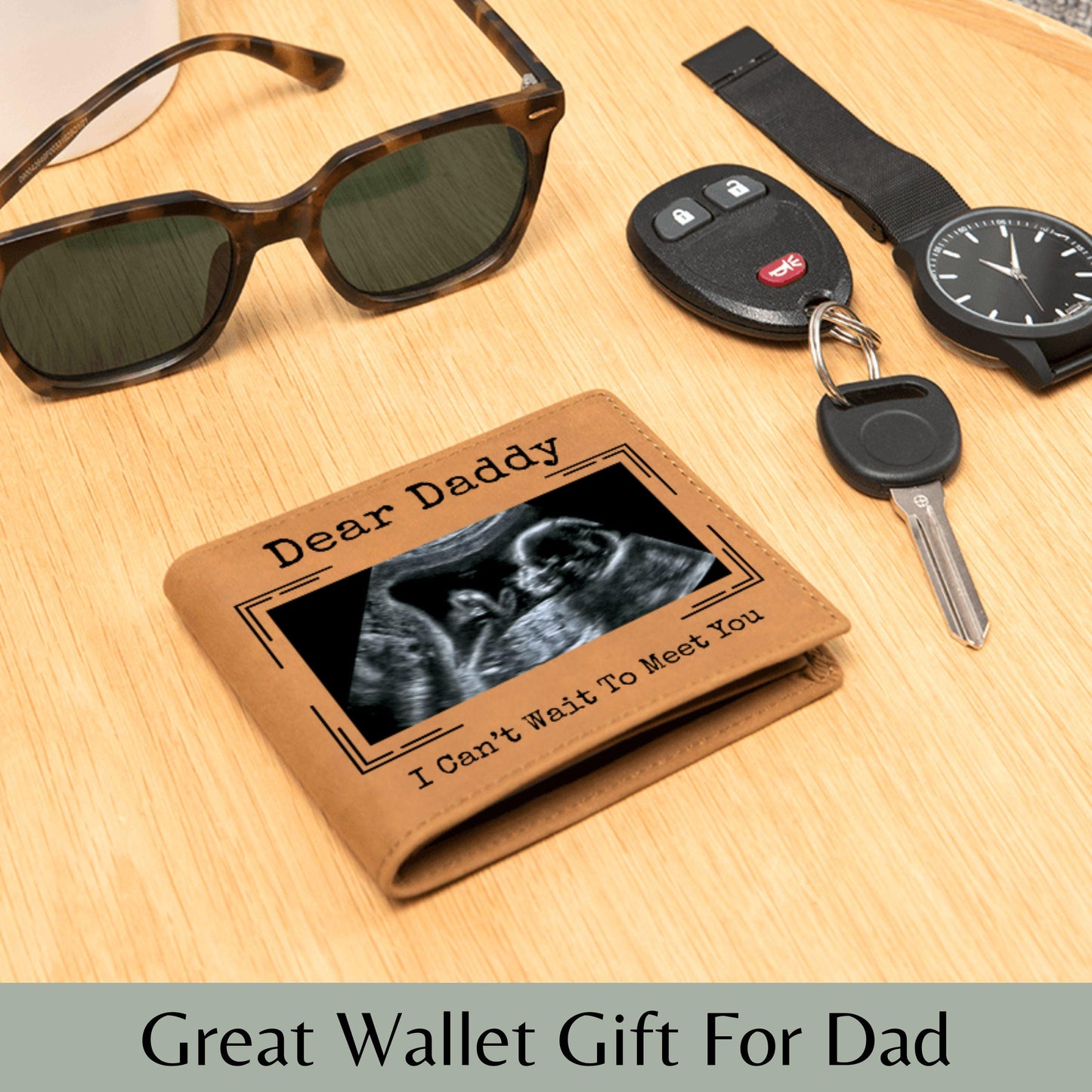 Dear Daddy Personalized Ultrasound Photo Wallet, Soon to be Daddy Gift, First Father's Day Gift, Ultrasound Gift for Dad, New Dad Gift