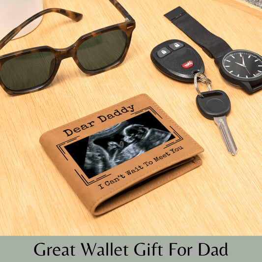 Dear Daddy Personalized Ultrasound Photo Wallet, Soon to be Daddy Gift, First Father's Day Gift, Ultrasound Gift for Dad, New Dad Gift
