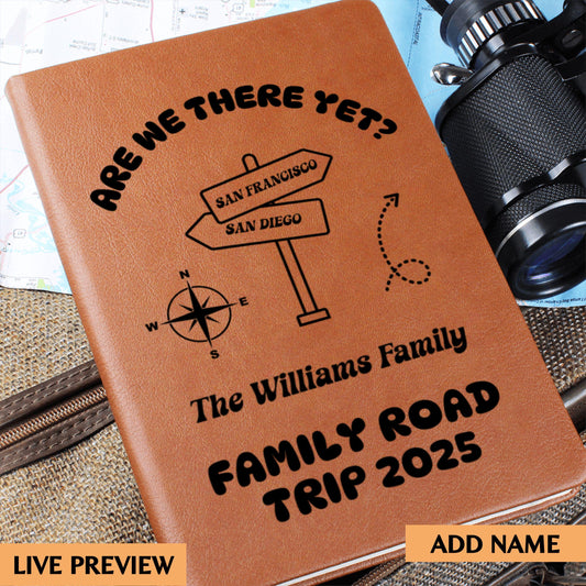 Personalized Family Name Road Trip Planner Custom Leather Journal Travel Log Vacation Keepsake Family Adventure Notebook Epic Road Trip Book