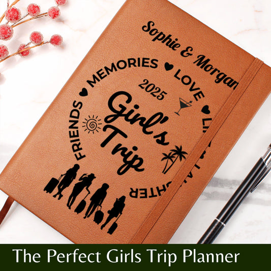 Personalized Girls Trip Journal Custom Travel Diary Gift for Women Friends Adventure Notebook Vacation Keepsake Book Travel Gift Planner