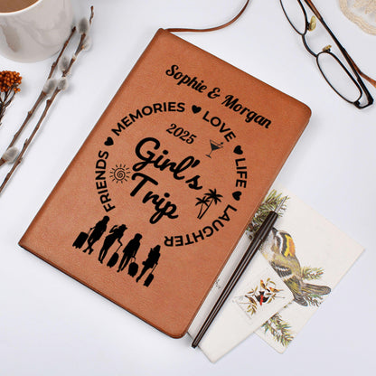 Personalized Girls Trip Journal Custom Travel Diary Gift for Women Friends Adventure Notebook Vacation Keepsake Book Travel Gift Planner