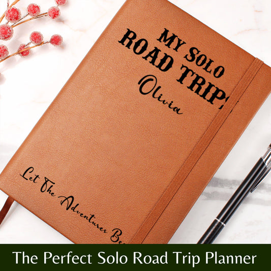 Personalized My Solo Road Trip Journal Custom Travel Diary Gift Idea Solo Adventure Notebook Leather Memory Book Custom Name Travel Log