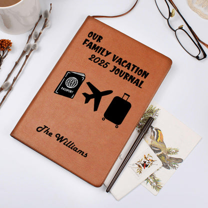 Personalized Family Vacation Journal Custom Travel Diary Gift Idea Trip Memory Notebook Leather Adventure Log Custom Name Travel Planner