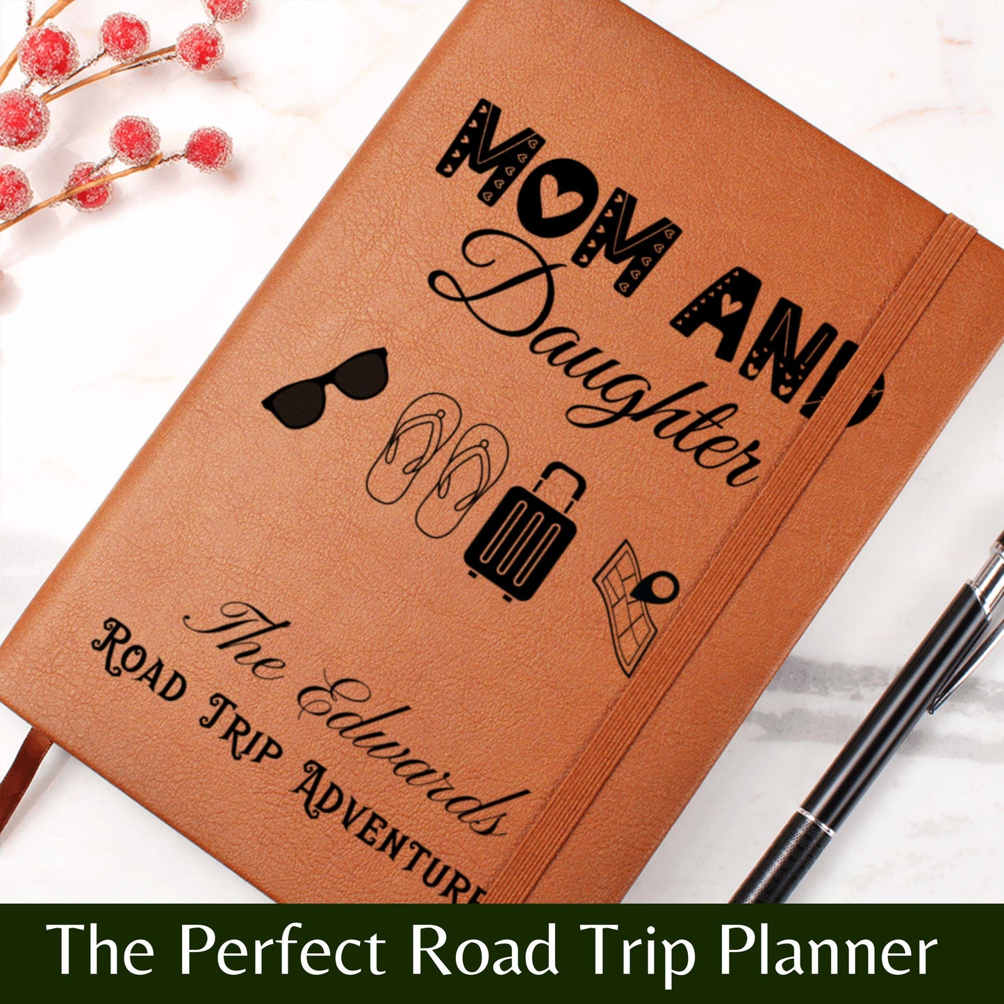 Mom and Daughter Road Trip Journal Personalized Leather Travel Diary Custom Adventure Notebook Gift for Mom Travel Memory Book for Daughter