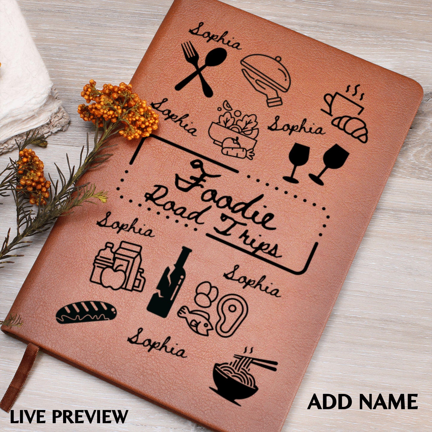 Foodie Road Trip Journal Food Journal Road Trip Diary Travel Notebook Custom Chef Gift for Food Lover Culinary Memory Book Adventure Log