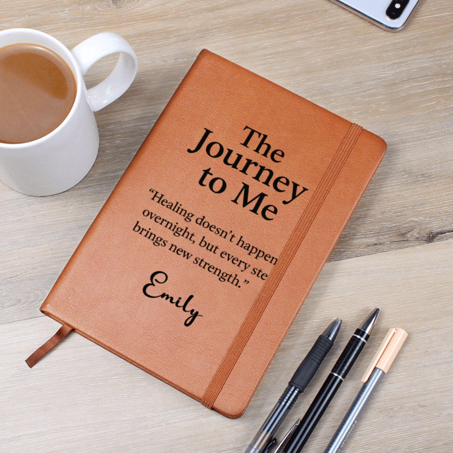 Journey to Me Journal Personalized Leather Self Discovery Diary Custom Healing Journal Gift for Women Self Love Reflection Mental Health Log
