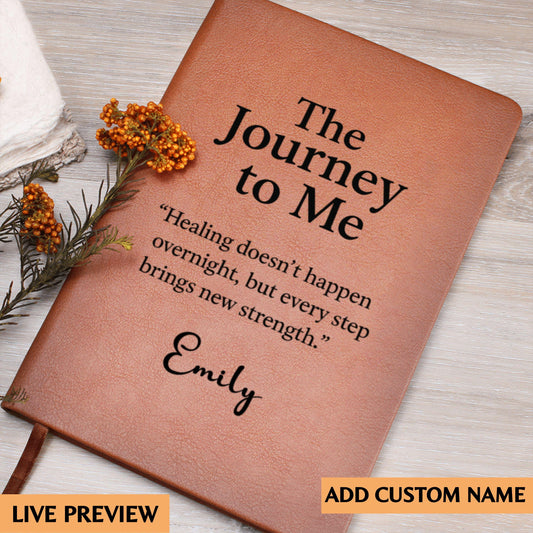 Journey to Me Journal Personalized Leather Self Discovery Diary Custom Healing Journal Gift for Women Self Love Reflection Mental Health Log
