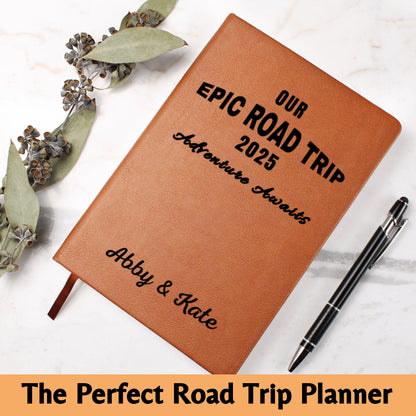 Personalized Epic Road Trip Leather Travel Journal Custom Adventure Diary Gift for Travelers Road Trip Memory Notebook Travel Log Book