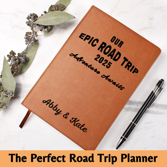 Personalized Epic Road Trip Leather Travel Journal Custom Adventure Diary Gift for Travelers Road Trip Memory Notebook Travel Log Book