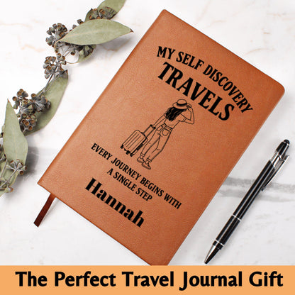 Personalized Self Discovery Travel Journal Custom Leather Diary for Reflection Growth Gift for Women Solo Travelers Healing Memory Notebook