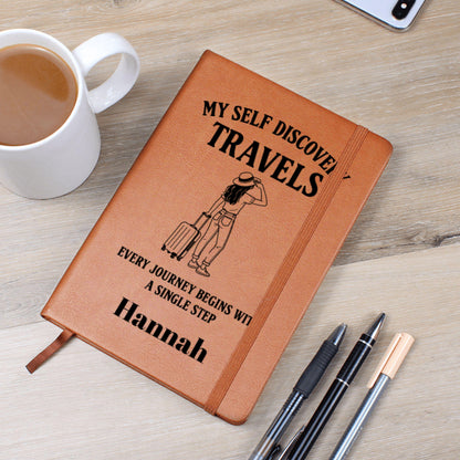 Personalized Self Discovery Travel Journal Custom Leather Diary for Reflection Growth Gift for Women Solo Travelers Healing Memory Notebook