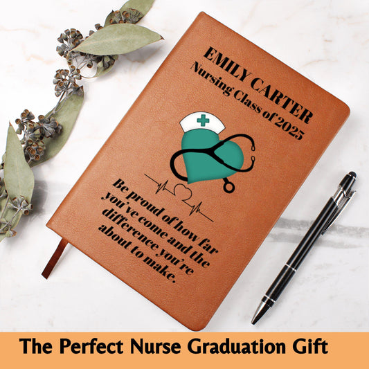 Personalized Nurse Graduation Journal Custom Leather Notebook Gift for Nursing School Grad New RN Gift Memory Book Student Nurse Keepsake