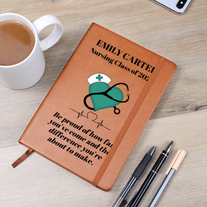 Personalized Nurse Graduation Journal Custom Leather Notebook Gift for Nursing School Grad New RN Gift Memory Book Student Nurse Keepsake