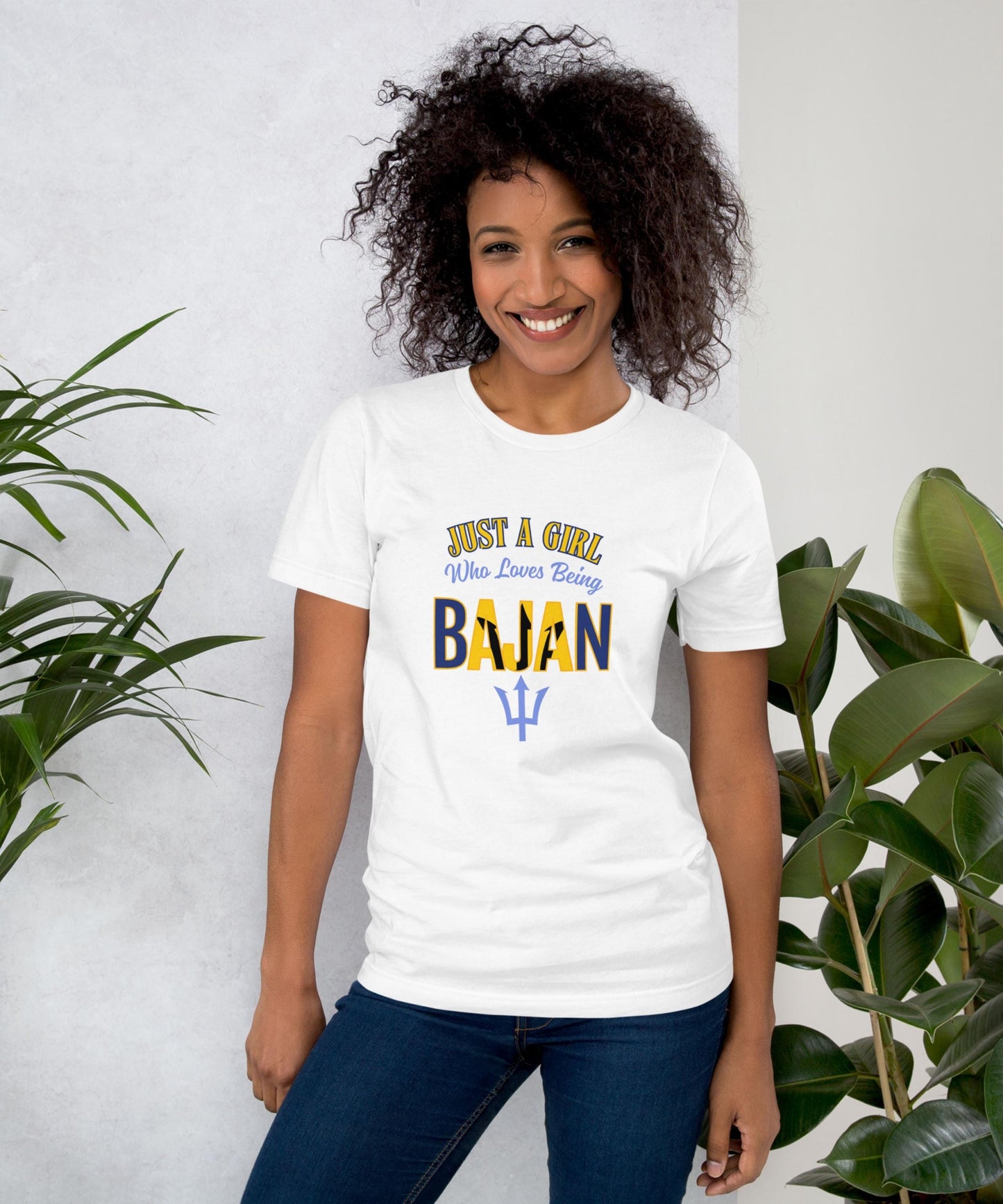 Just a Girl Who Loves Being Bajan T-Shirt Barbados Flag Shirt Gift for Bajan Women Caribbean Pride Tee Island Heritage Shirt for Travel