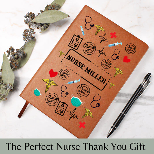 Personalized Nurse Thank You Leather Journal Custom Nurse Gratitude Gift Appreciation Week Nurse Graduation Gift Diary for Healthcare Hero