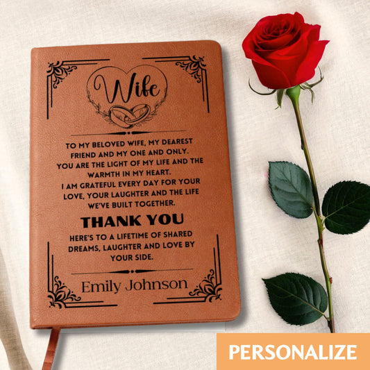 Personalized Leather Journal for Wife Gift from Husband Custom Name 3rd Anniversary Gift Romantic Gift Idea Birthday Keepsake for Her