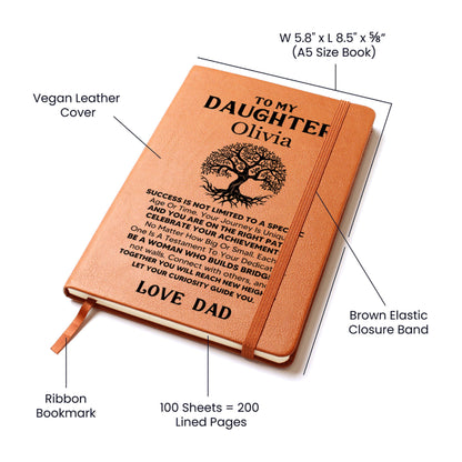 Personalized To My Daughter Journal from Dad Leather Notebook Gift for Daughter Birthday Christmas Gift for Her Dad Daughter Keepsake